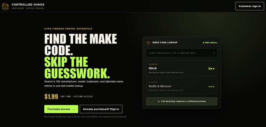 NYPD Portal Registration "Make Codes" Search App